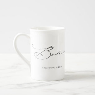 Bride Modern Elegant Script Wedding Custom Name Porselein Kop
