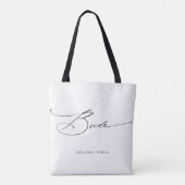 Bride Modern Elegant Script Wedding Custom Name Tote Bag (Achterkant)