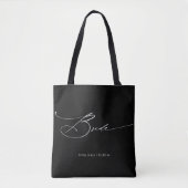 Bride Modern Elegant Script Wedding Custom Name Tote Bag (Voorkant)