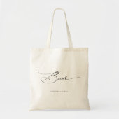 Bride Modern Elegant Script Wedding Custom Name Tote Bag (Voorkant)