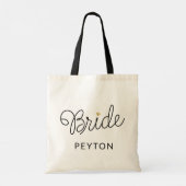 Bride Modern Script Gold Heart Wedding Name Tote Bag (Achterkant)