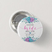 Bride Modern Typography Boho Flowers Ronde Button 3,2 Cm (Voorkant /achterkant)