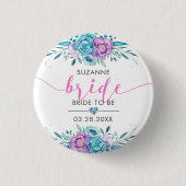 Bride Modern Typography Boho Flowers Ronde Button 3,2 Cm (Voorkant)