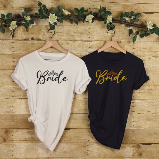 Bride-Moderne Eenvoudige Editable Bachelorette Par T-shirt
