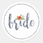Bride, moderne typografie ronde sticker (Voorkant)