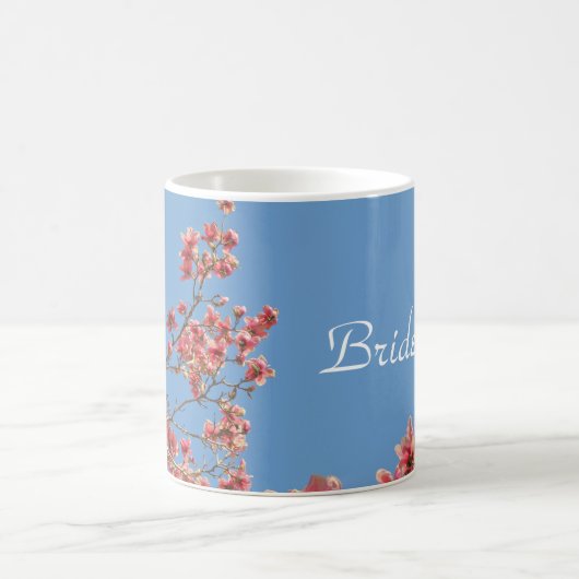 Bride Mok, roze bloesems, Tekst zegt Bride Koffiemok (Center)
