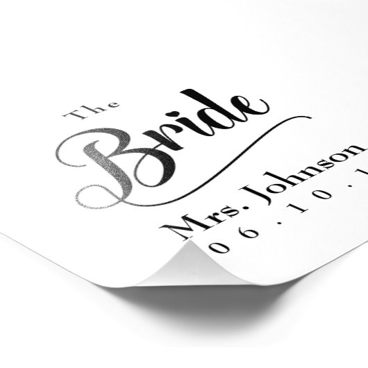 Bride Mrs Wedding Date Foto Afdruk (Hoek)