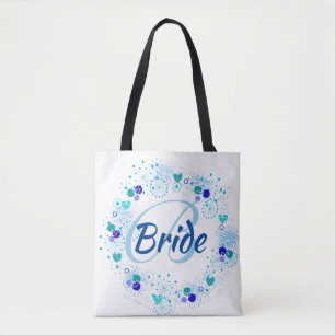 Bride My Iets Blue Monogram Modern Tote Bag