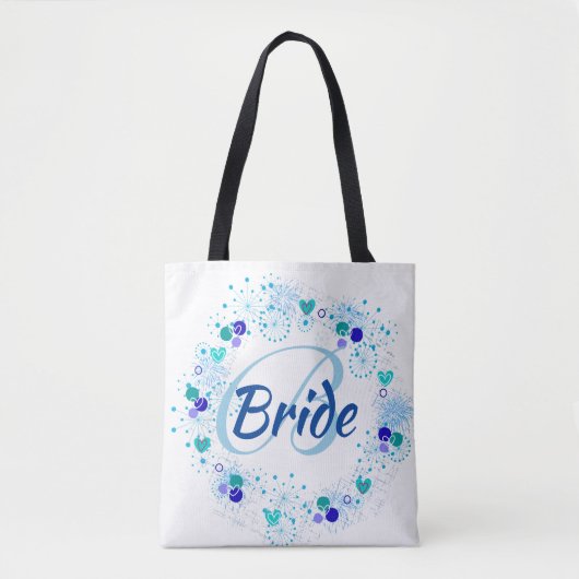 Bride My Iets Blue Monogram Modern Tote Bag (Voorkant)