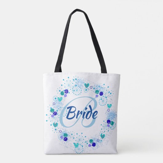 Bride My Iets Blue Monogram Modern Tote Bag (Achterkant)