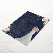 Bride Navy Roos Gold Floral Vrijgezellenfeest Folie Uitnodiging (Gedraaid)