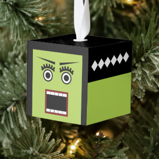 Bride of Frankenste Wooden Cube Halloween Ornament