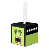 Bride of Frankenste Wooden Cube Halloween Ornament (Voorkant hoekig)