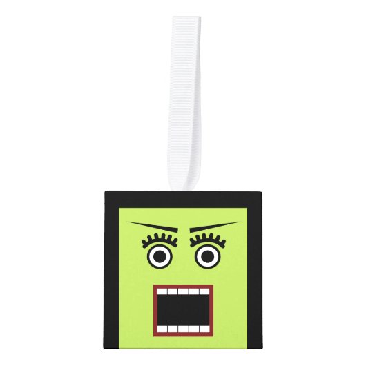 Bride of Frankenste Wooden Cube Halloween Ornament (Voorkant)