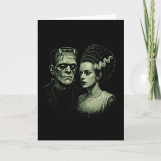 Bride Of Frankenstein Folded Card Feestdagen Kaart (Voorkant)
