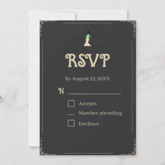 Bride of Frankenstein RSVP Card | Gothic Halloween Kaart (Voorkant)