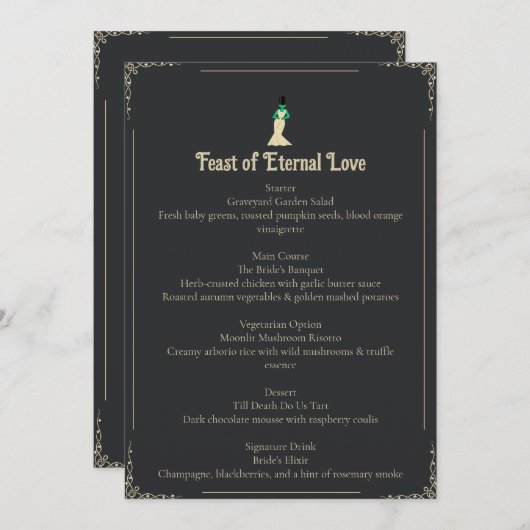 Bride of Frankenstein Wedding Menu | Gothic (Voorkant / Achterkant)