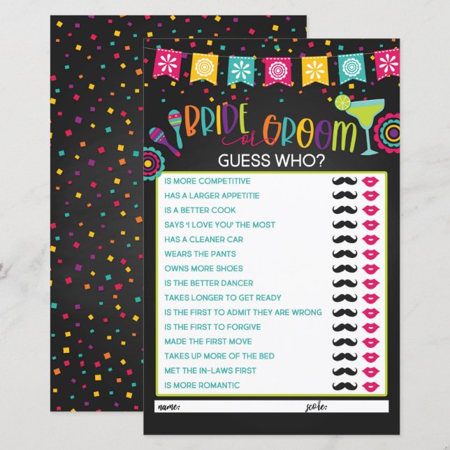 Bride of Groom Game - Fiesta (Voorkant / Achterkant)