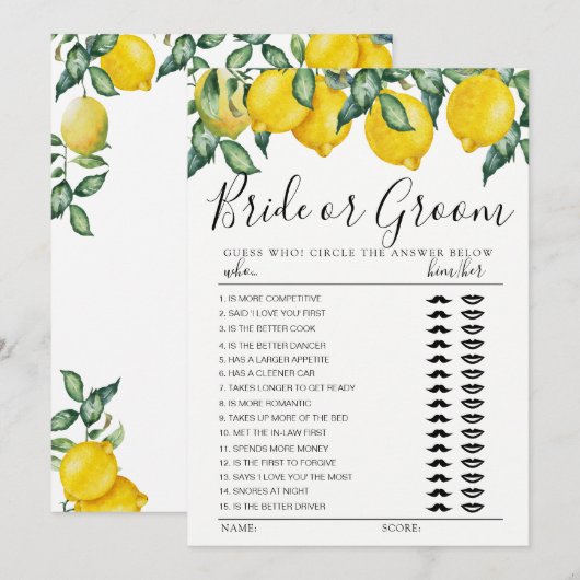 Bride of Groom game volledig leemons bewerkbare ka Kaart (Voorkant / Achterkant)