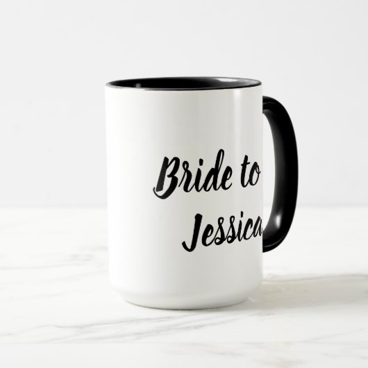 Bride om Black Elegant Script Gifts Weddings te zi Mok (Voorkant rechts)