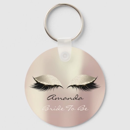 Bride om Blush Ivory Girly Makeup Lashes Name te z Sleutelhanger (Voorkant)