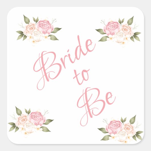 Bride om een roze Waterverf te zijn Vierkante Sticker (Voorkant)