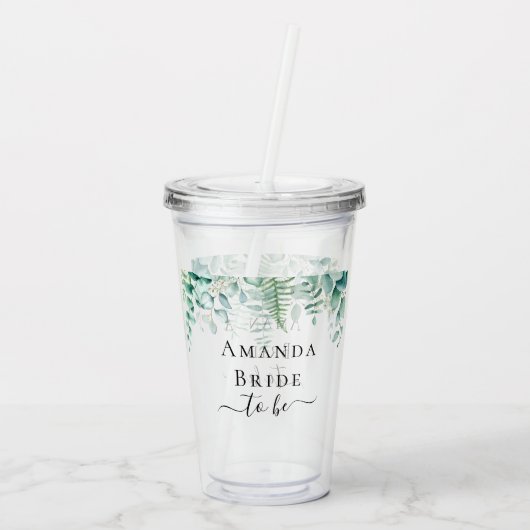 Bride om eucalyptusbos te worden acryl drinkbeker (Achterkant)