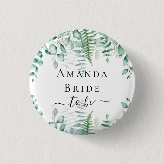 Bride om eucalyptusbos te worden ronde button 3,2 cm (Voorkant)