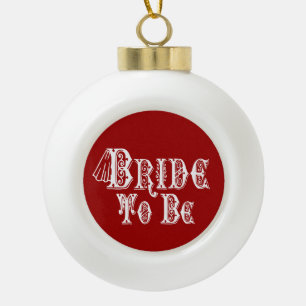 Bride om met Veil, Fancy wit type te zijn Keramische Bal Ornament