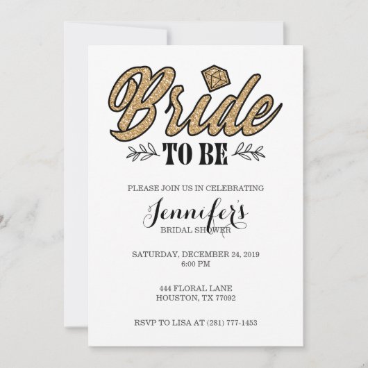 Bride om partij te worden uitgenodigd om goud en z kaart (Voorkant)