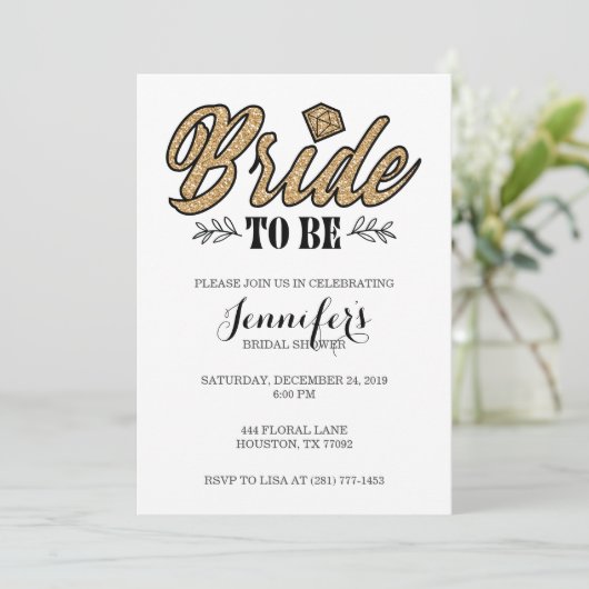 Bride om partij te worden uitgenodigd om goud en z kaart (Staand voorkant)