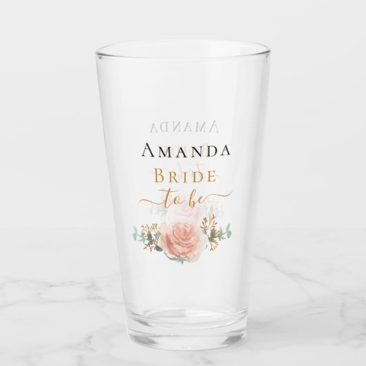 Bride om roos goudflorale eucalyptusgroen te worde glas (Achterkant)