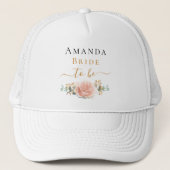Bride om roos goudflorale eucalyptusgroen te worde trucker pet (Voorkant)