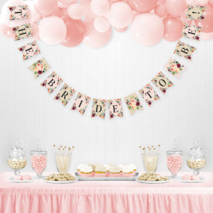 Bride om Roze roze Herfst Floral Vrijgezellenfeest Vlaggetjes