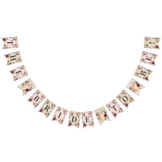 Bride om Roze roze Herfst Floral Vrijgezellenfeest Vlaggetjes (Alle)