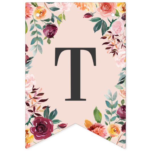 Bride om Roze roze Herfst Floral Vrijgezellenfeest Vlaggetjes (Eerste vlag)