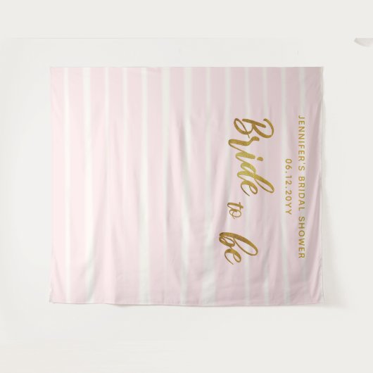 Bride om roze stripes Boho Chic Bridal achtergrond Wandkleed (Voorkant (horizontaal))