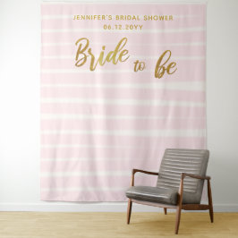 Bride om roze stripes Boho Chic Bridal achtergrond Wandkleed