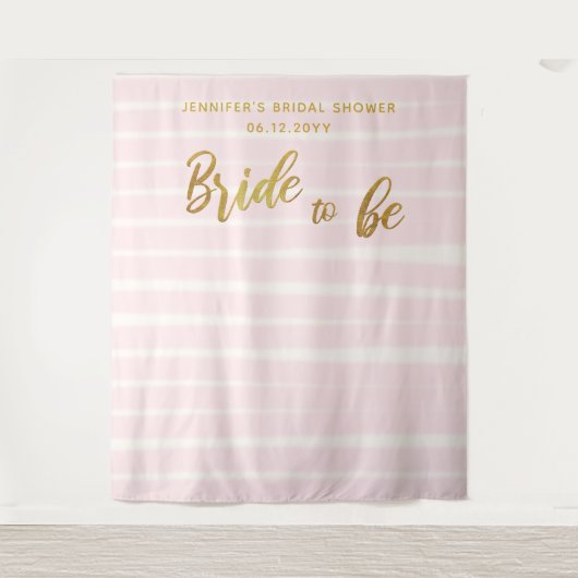 Bride om roze stripes Boho Chic Bridal achtergrond Wandkleed (Voorkant)