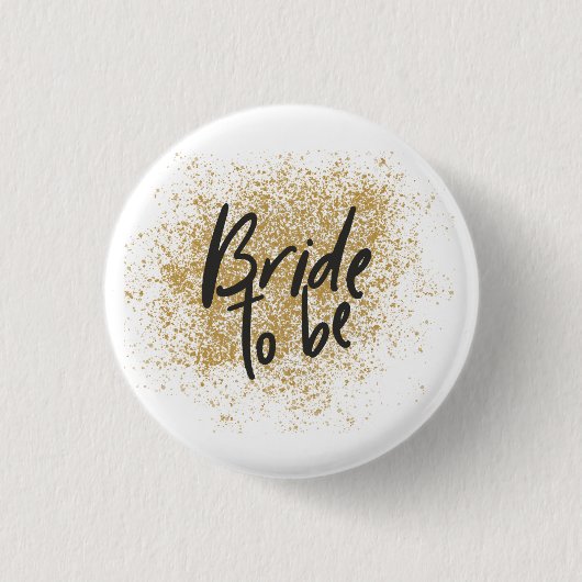 Bride om te worden - goud/zwart ronde button 3,2 cm (Voorkant)