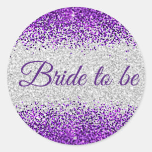 Bride om te worden - White Silver / Paarse Sparkle Ronde Sticker