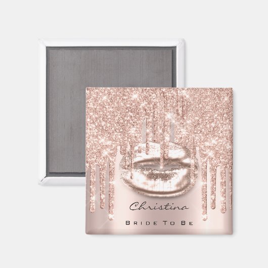 Bride om Vrijgezellenfeest te zijn Kiss lipt Roos Magneet (Voorkant / Achterkant)