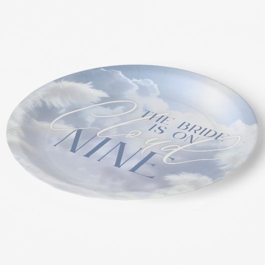 Bride On Cloud Nine 9 Wit Pampas Vrijgezellenfeest Papieren Bordje (Gekanteld)