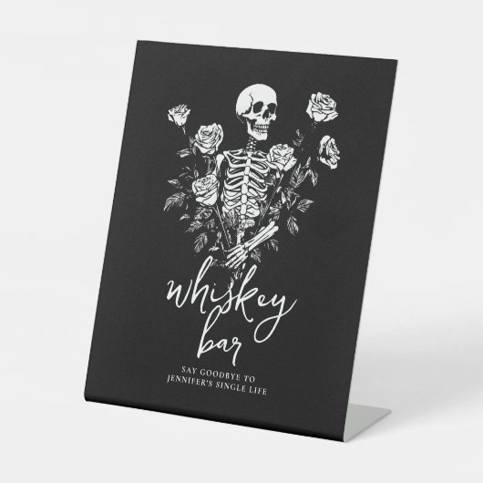 Bride or Die Bachelorette Party Skeleton Heart Reclamebord Met Voetstuk (Voorkant)