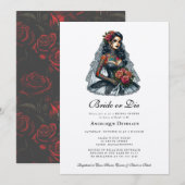 Bride or Die Elegant Gothic Bruidsdouche Uitnodigi Kaart (Voorkant / Achterkant)