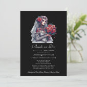 Bride or Die Elegant Gothic Bruidsdouche Uitnodigi Kaart (Staand voorkant)