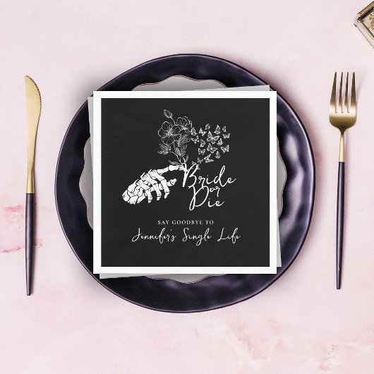Bride or Die Floral Gothic Bachelorette Party Servet