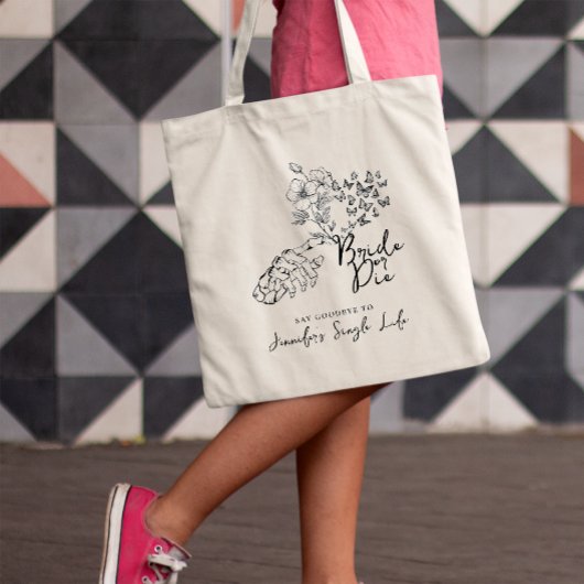 Bride or Die Floral Heart Bachelorette Party Tote Bag