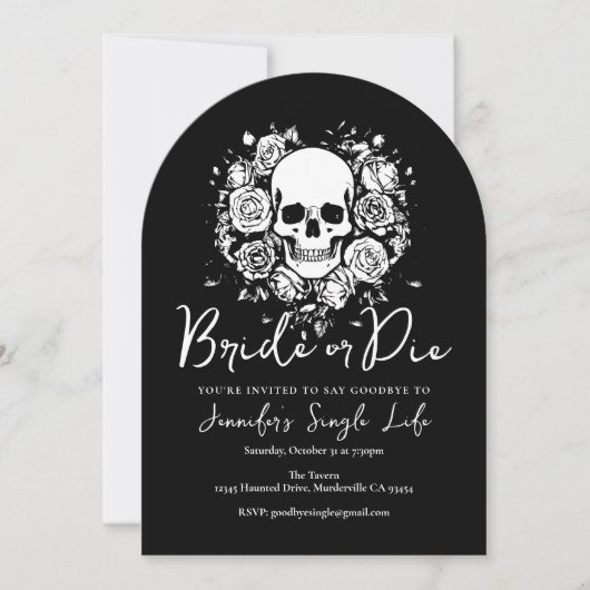 Bride or Die Floral Skull Bachelorette Party Kaart (Voorkant)