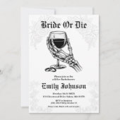 Bride or Die Gothic Skeleton Bachelorette Party Kaart (Voorkant)